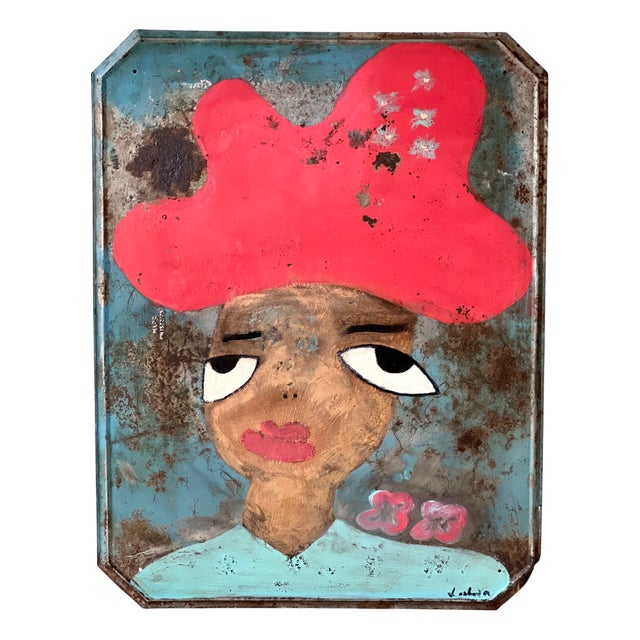 Elvira, Portrait, 2000s, Painting on Metal For Sale