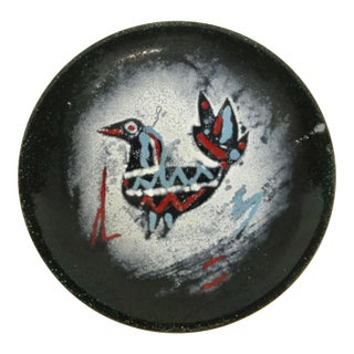 Vintage Enamel Over Copper Tribal Trinket Dish For Sale