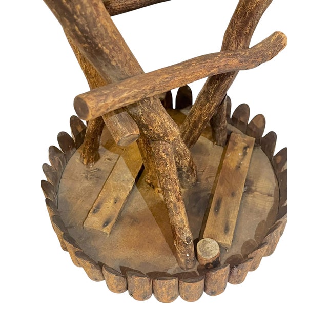Antique Adirondack Twig Side Table With Natural Edge Top – Rustic Folk Art Cabin Style For Sale - Image 13 of 17