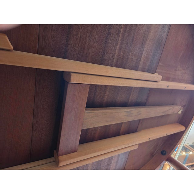 Mid- Century Danish Modern Teak Dining Table Round Opens Oval 105 Inches With 3 Leaves For Sale - Image 9 of 18