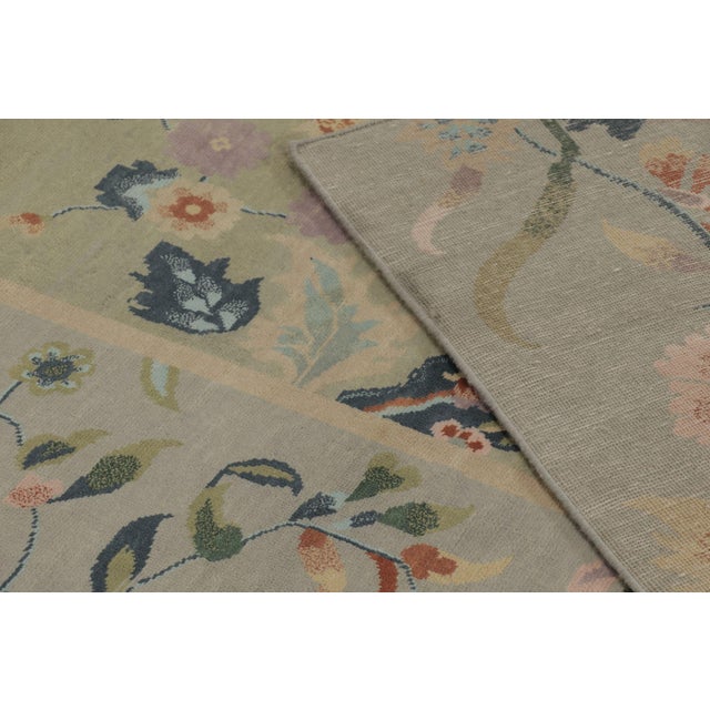 Green Rug & Kilim’s Chinese Art Deco Inspired Rug, Light Green With Whimsical Florals For Sale - Image 8 of 8