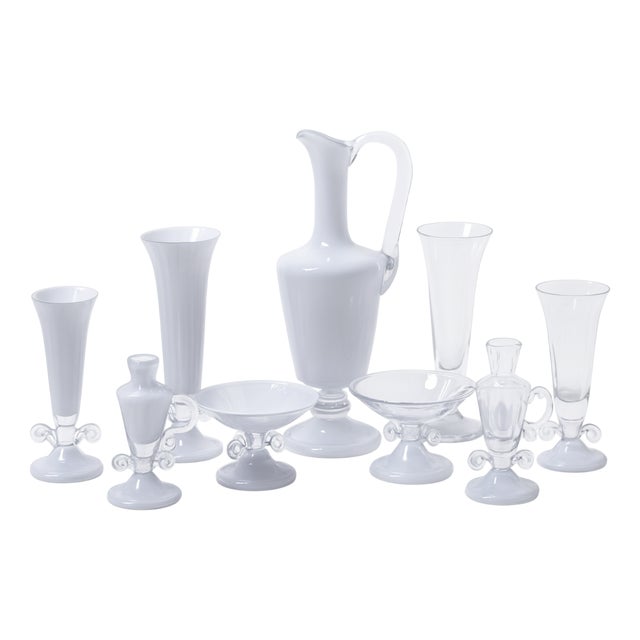 Vintage Glassware, 1970s, Set of 9 For Sale