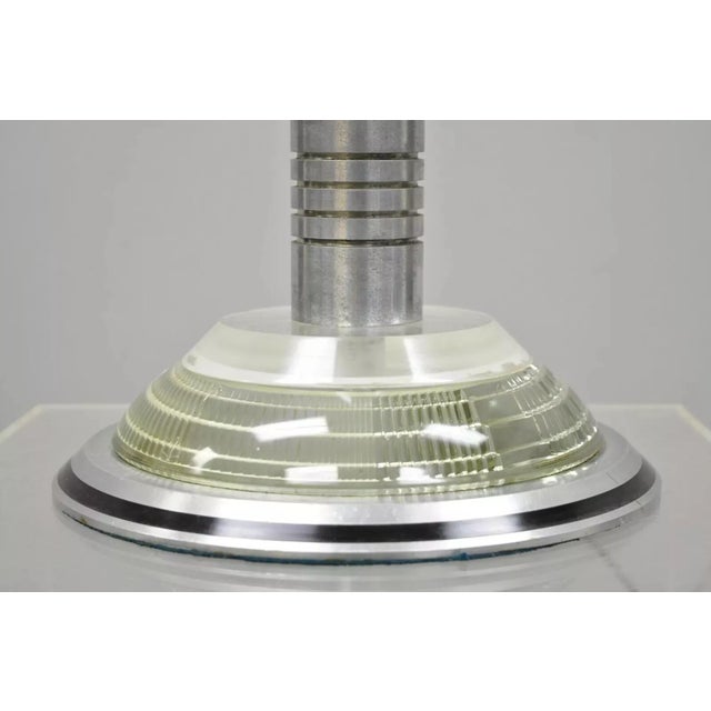 Walter Von Nessen Early 20th Century Art Deco Walter Von Nessen Pattyn Style Aluminum & Acrylic Skyscraper Table Lamp For Sale - Image 4 of 10