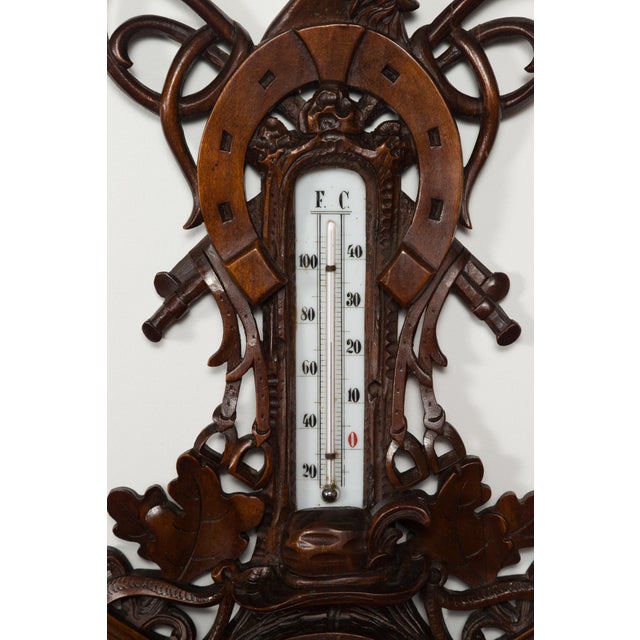 Dutch Carved Wooden Barometer with Horse Motif by Gebroeders Caminada, Rotterdam For Sale - Image 4 of 12