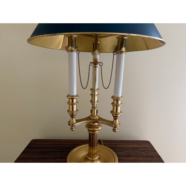 Vintage French Regency Brass Bouillotte Lamp With Black Tole Shade For Sale In South Bend - Image 6 of 13