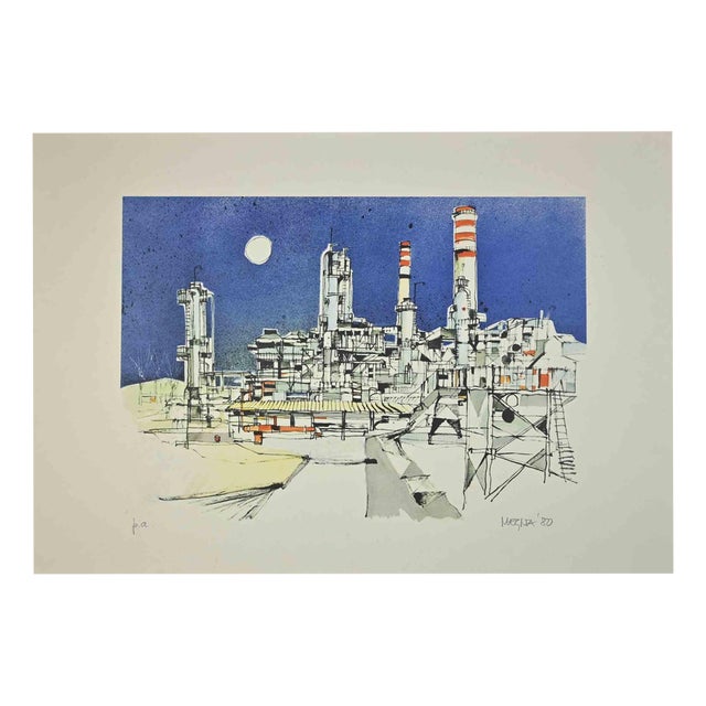 Giuseppe Megna, The Factory, Lithograph, 1980 For Sale