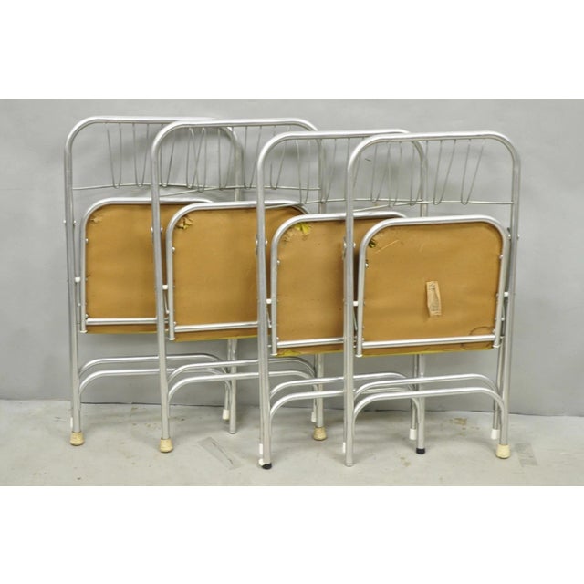Vintage Mid Century Modern Aluminum Folding Dining Chairs by Airlite - Set of 4 For Sale - Image 12 of 18