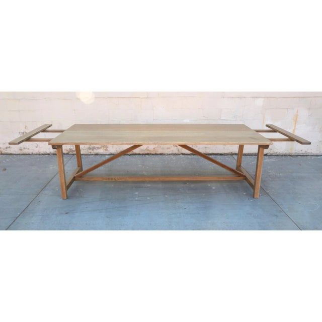 Custom Expandable Farm Table in Distressed Rift Sawn Oak For Sale - Image 9 of 13