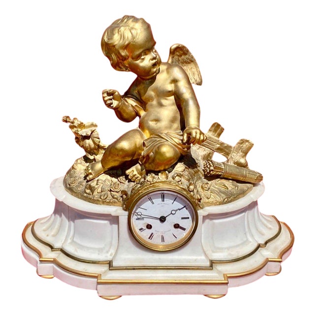 Marble and Bronze Clock from Miroy à Paris For Sale