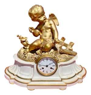 Marble and Bronze Clock from Miroy à Paris