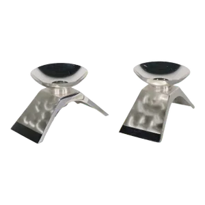 Pr. Modernist Silverplate Candlesticks by Wmf Ikora C 1960's.