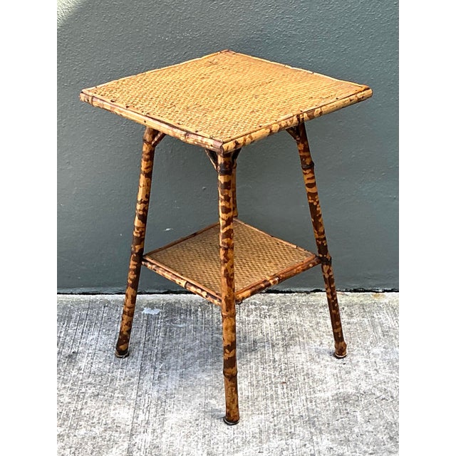 Vintage Tortoise Bamboo Side Table For Sale - Image 10 of 12