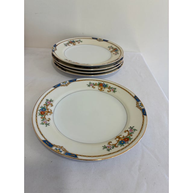 Ceramic Vintage Meito China Hand-Painted Floral Salad Plates, Set of 6 For Sale - Image 7 of 10