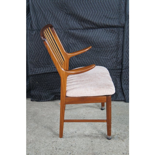 1980s Set of 8 Otmar Danish Scandinavian Modern Teak Slat Back Dining Chairs MCM For Sale - Image 12 of 13