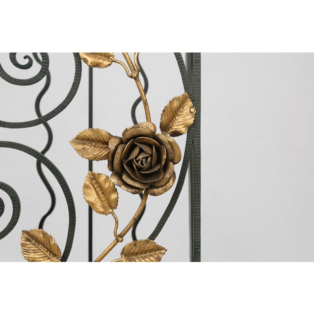 Art Deco Wrought Iron Umbrella Stand with Floral Decoration, France, 1930s For Sale - Image 4 of 13