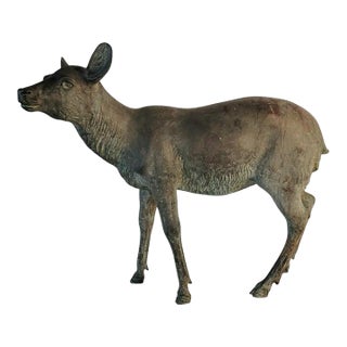 20th Century Bronze Deer Statue W/ Amazing Patina For Sale