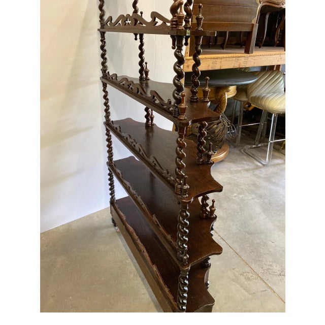 19th Century Walnut Barley Twist Bookcase Etagere For Sale - Image 9 of 10