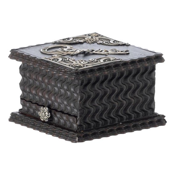 19th Century Cigarette Case in Fine Wood and Silver For Sale