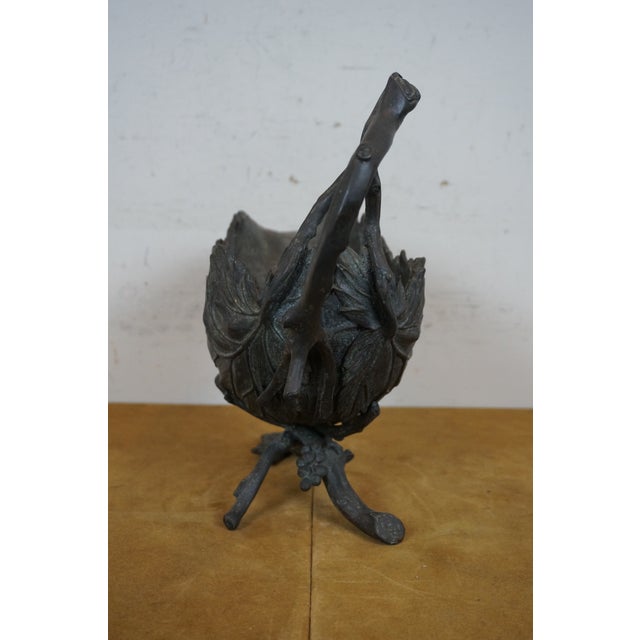 Early 21st Century Early 21st Century Theodore Alexander Heavy Bronze Grape Leaf Planter Vase Sculpture, Attributed For Sale - Image 5 of 12