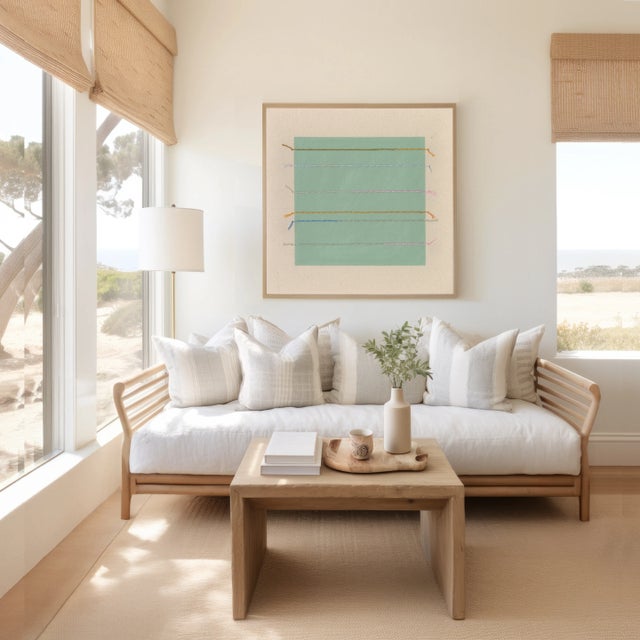 Sage Green Square Geometric Minimalist Art Print by Emily Keating Snyder, 36 X 36 Print in Wood Frame For Sale In New York - Image 6 of 6