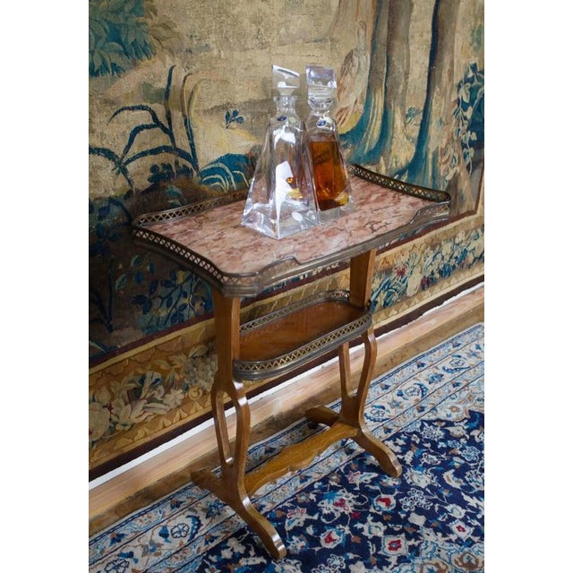 Antique Side Table in Marble and Brass, 1920s For Sale - Image 3 of 16