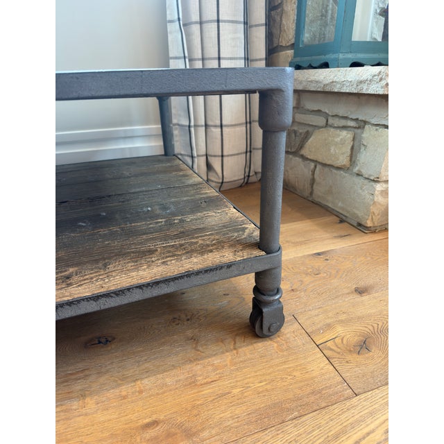 Rustic Restoration Hardware Industrial Coffee Table For Sale - Image 3 of 3
