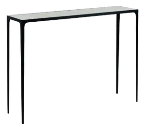 Slender 'Esquisse' Wrought Iron and Parchment Console by Design Frères