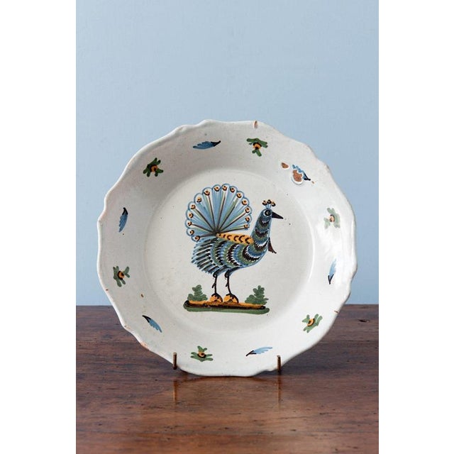 Ceramic Late 18th Century Peacock Plate from Nevers Faïence For Sale - Image 7 of 7