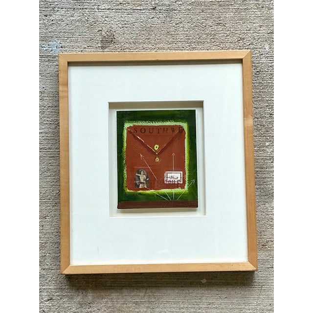 Framed Abstract Mixed Media Postal Design Art For Sale - Image 9 of 12