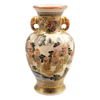 Antique Meiji Satsuma Miniature Vase with Gilt Figural Scene, 1890 For Sale