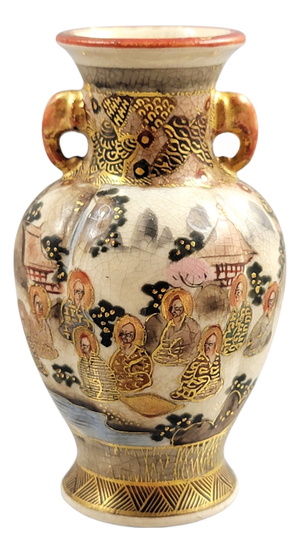 Antique Meiji Satsuma Miniature Vase with Gilt Figural Scene, 1890