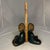 Ronson Art Metal Works Buddha Bookends: Sgraffito Design, c. 1920s For Sale - Image 9 of 10