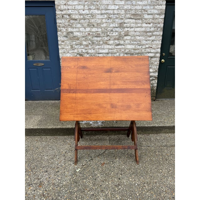 1930s 1930s Vintage Adjustable Wood Drafting Table For Sale - Image 5 of 12