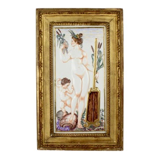 Large Antique Capodimonte Porcelain Plaque of a Naiad or Water Nymph For Sale