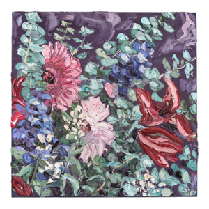 Flowers on Tuesday - Abstract Botanical Textured Still Life Thick Oil Painting by Sally West