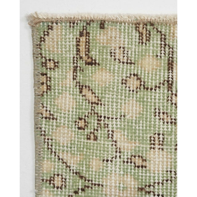 Green 1970s Vintage Turkish Oushak Handmade Wool Cotton Green Area Rug For Sale - Image 8 of 11