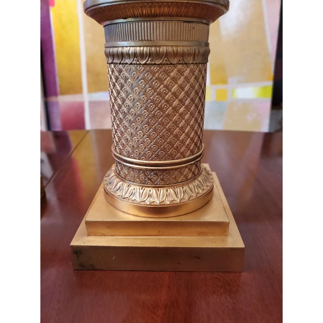 Early 19th Century Antique French Empire Bronze Female Candelabras- a Pair For Sale - Image 5 of 10