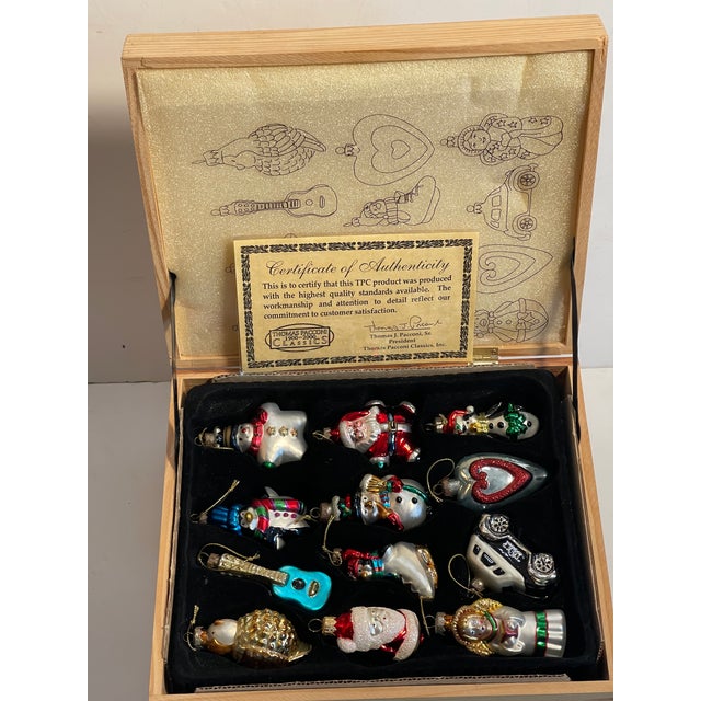 Traditional 32 Vintage Museum Thomas Pacconi Christmas Ornaments in Wood Box 3 Layers For Sale - Image 3 of 12
