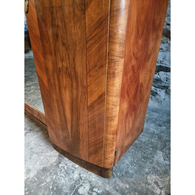 Brown Art Deco French Walnut Wardrobe with Mirrored Door, 1930s For Sale - Image 8 of 18