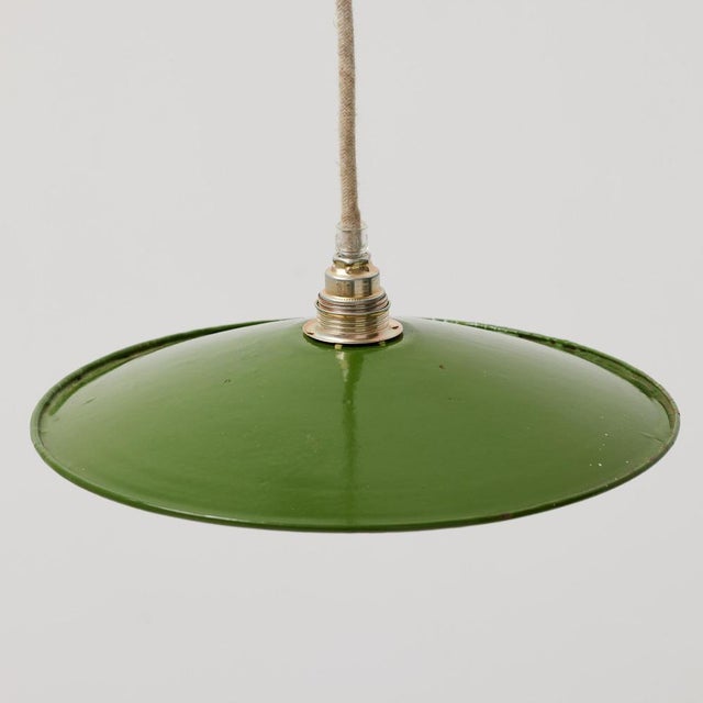 Antique French Hanging Lamp in Green Lacquered Metal For Sale - Image 4 of 13