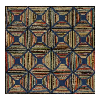 Magnificent and Dimensional Desing of Varied Colors American Hooked Rug For Sale