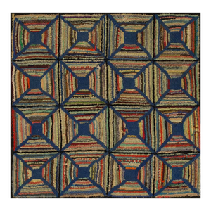 Magnificent and Dimensional Desing of Varied Colors American Hooked Rug