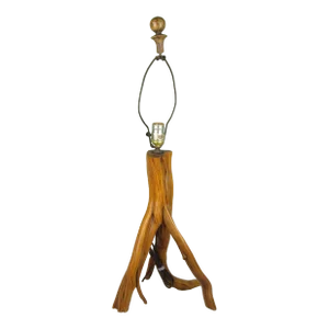 Rustic Folk Art Freeform Wooden Tree Branch Lamp