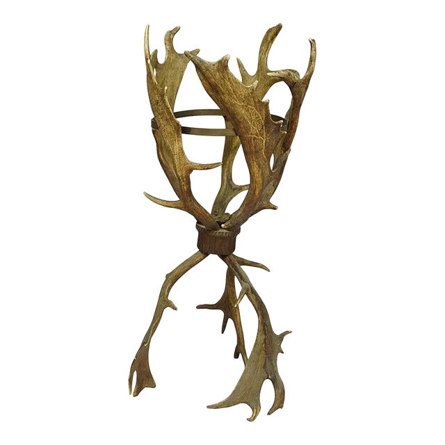 Antique Cabin Decor Antler Basket, Germany Ca. 1900 For Sale
