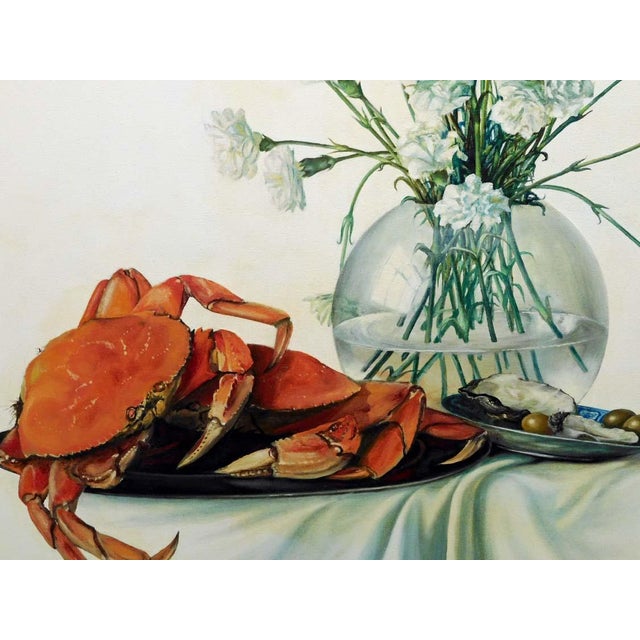 Fazly (Fazoil Ataullakhanov) "Still Life in White" Original Oil Lobster For Sale In Denver - Image 6 of 10