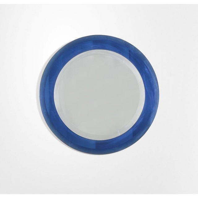 Blue Mirror from Cristal Art, 1950s For Sale - Image 8 of 8