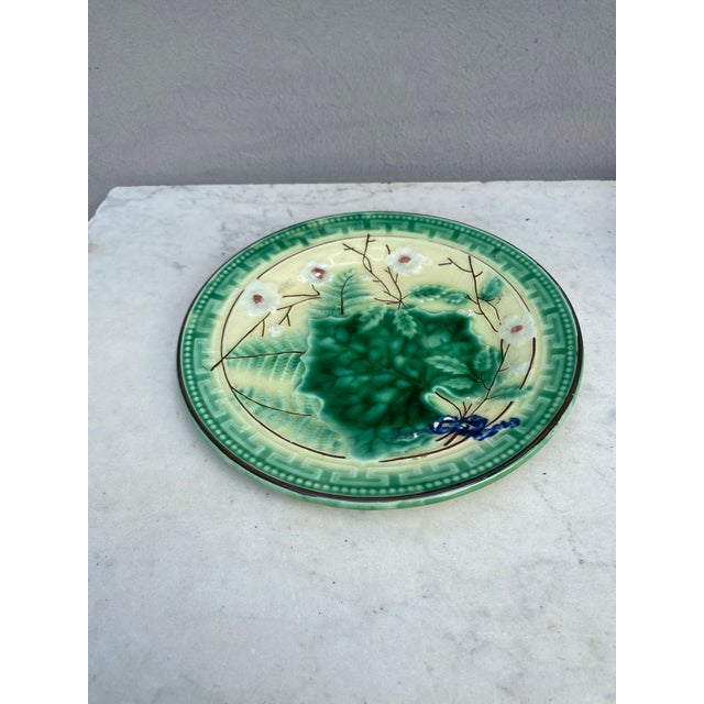 German Majolica Leaves & Ferns Plate, circa 1890.