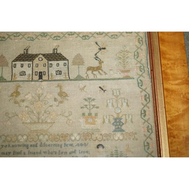 Brown Antique George III Pictorial Friendship Sampler, 1798 For Sale - Image 8 of 17