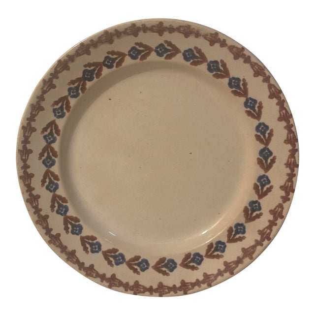 Antique Stick Spatterware Plate - Mayer Pottery, Trenton Nj For Sale