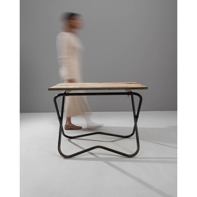 Early 20th Century 20th Century French Metal Side Table with Wooden Top For Sale - Image 5 of 18